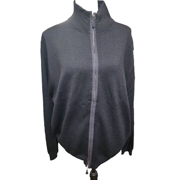 Johnston & Murphy Merino Wool Sweater Full Zip Black Size XL - Picture 1 of 8